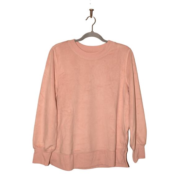 ANYBODY NEW $57 Fleeced French Terry Crew Neck Sweatshirt Misty Rose Small - Picture 1 of 3